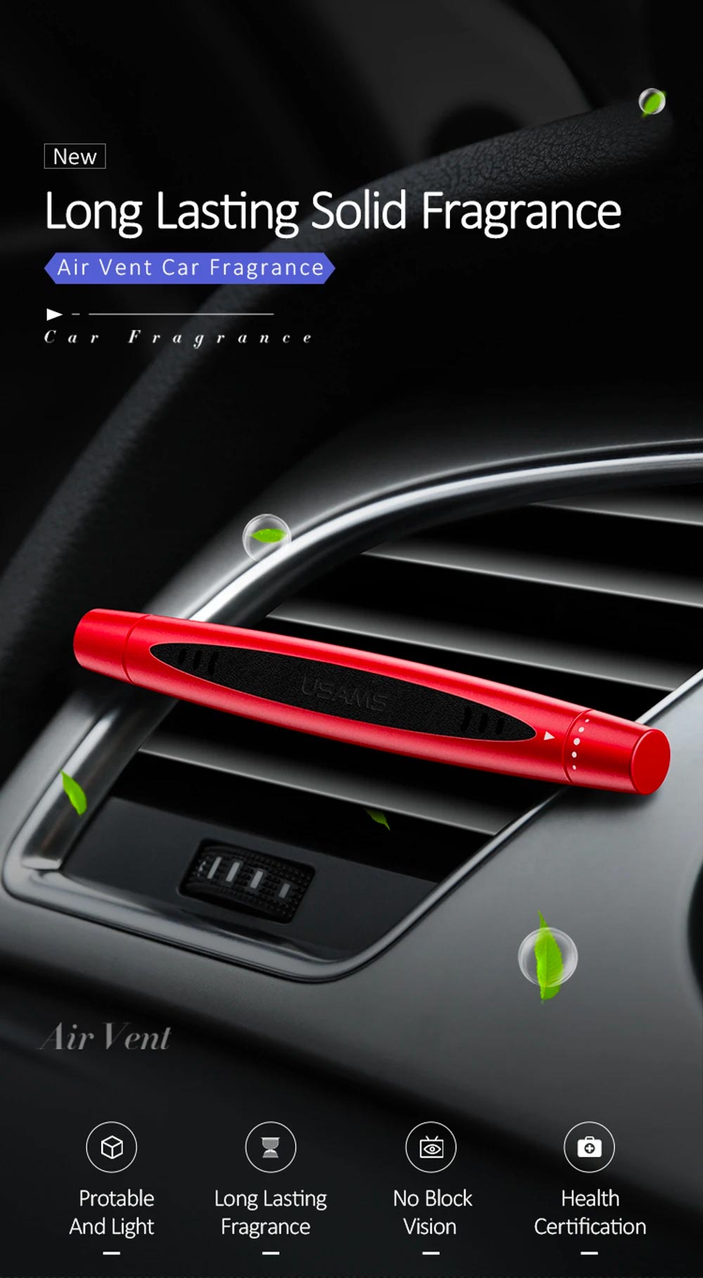 USAMS Mini Solid-state Car Air Vent Fragrance Aromatherapy