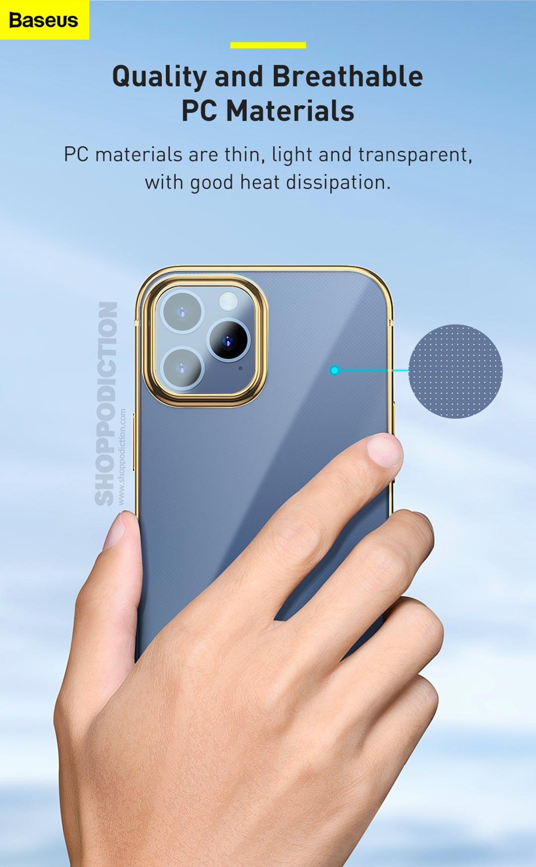 Baseus®️ Premium Golden Bumper with Transparent Case