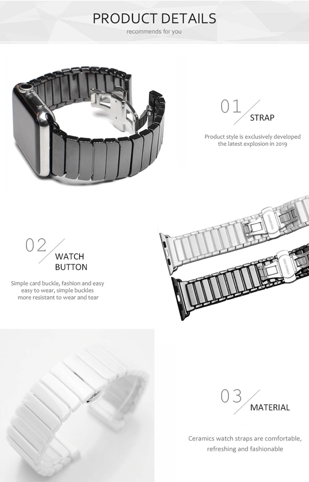 Luxury Ceramic Watchband for Apple Watch Band (42-44MM)