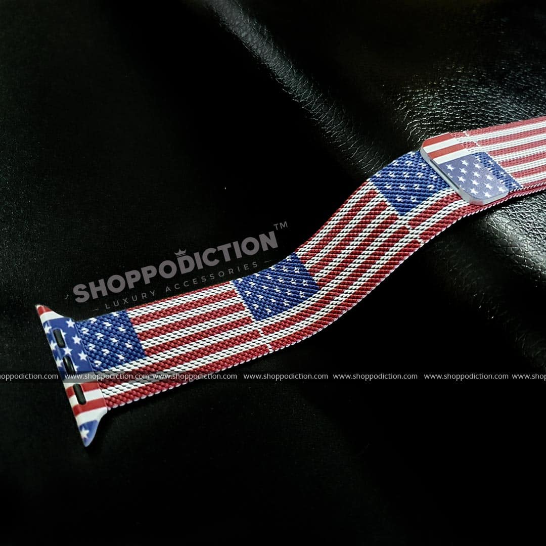 US Flag Pattern Milanese Loop 42-44 MM