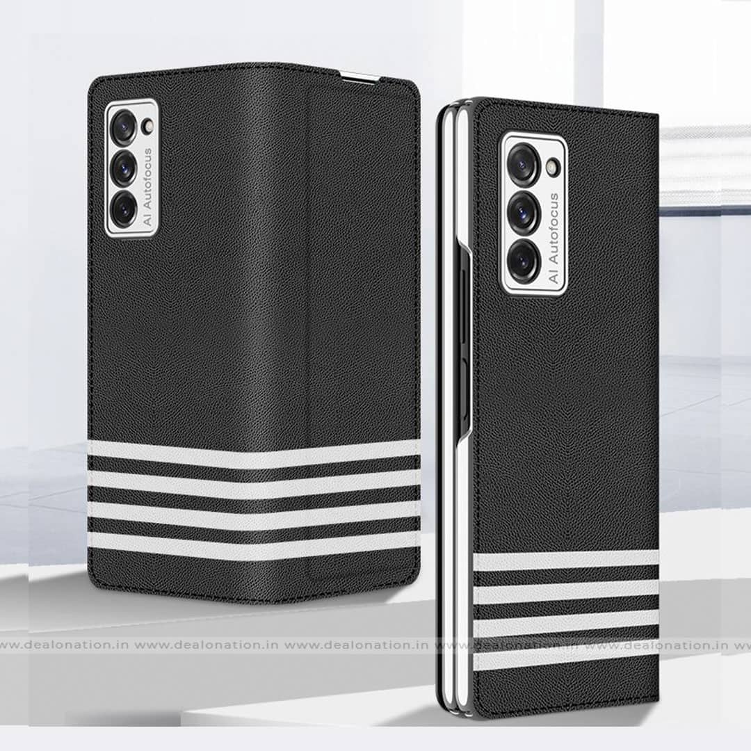 Stripes Luxury Leather Flip Samsung Z Fold 2 Case