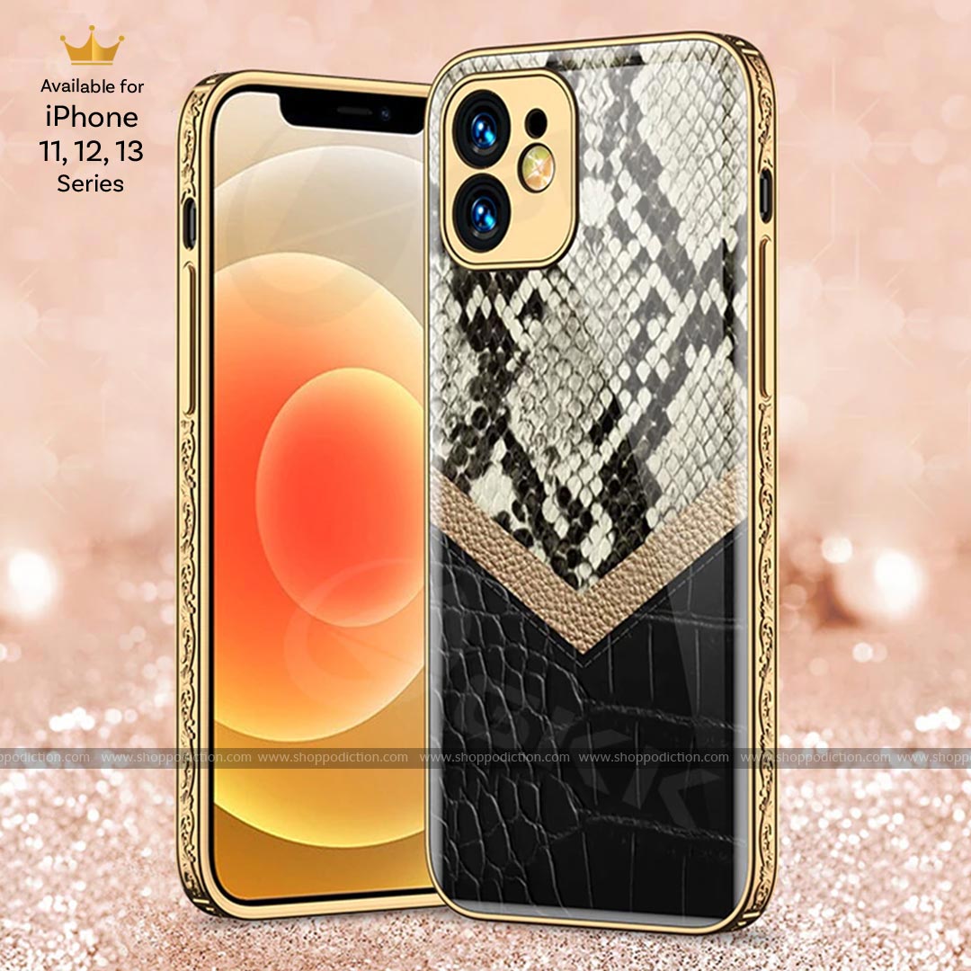Luxury Embossed Border Glass Case for iPhone 11, 12, 13 Series