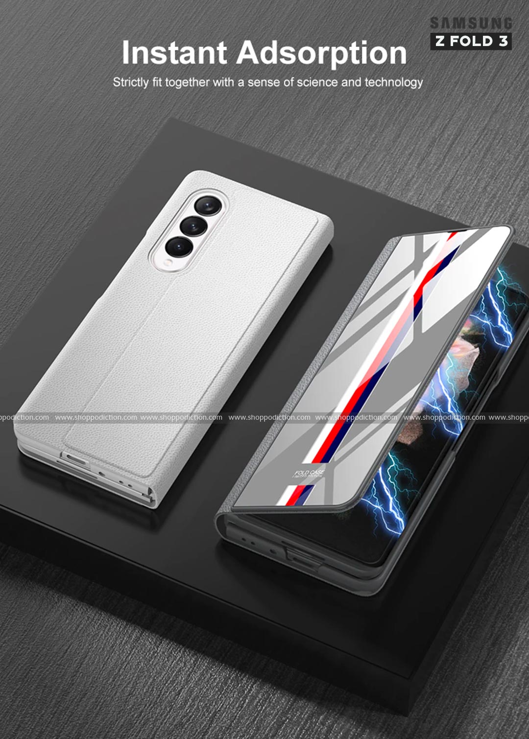 Luxury Tempered Glass Leather Flip Case Samsung Z Fold 3