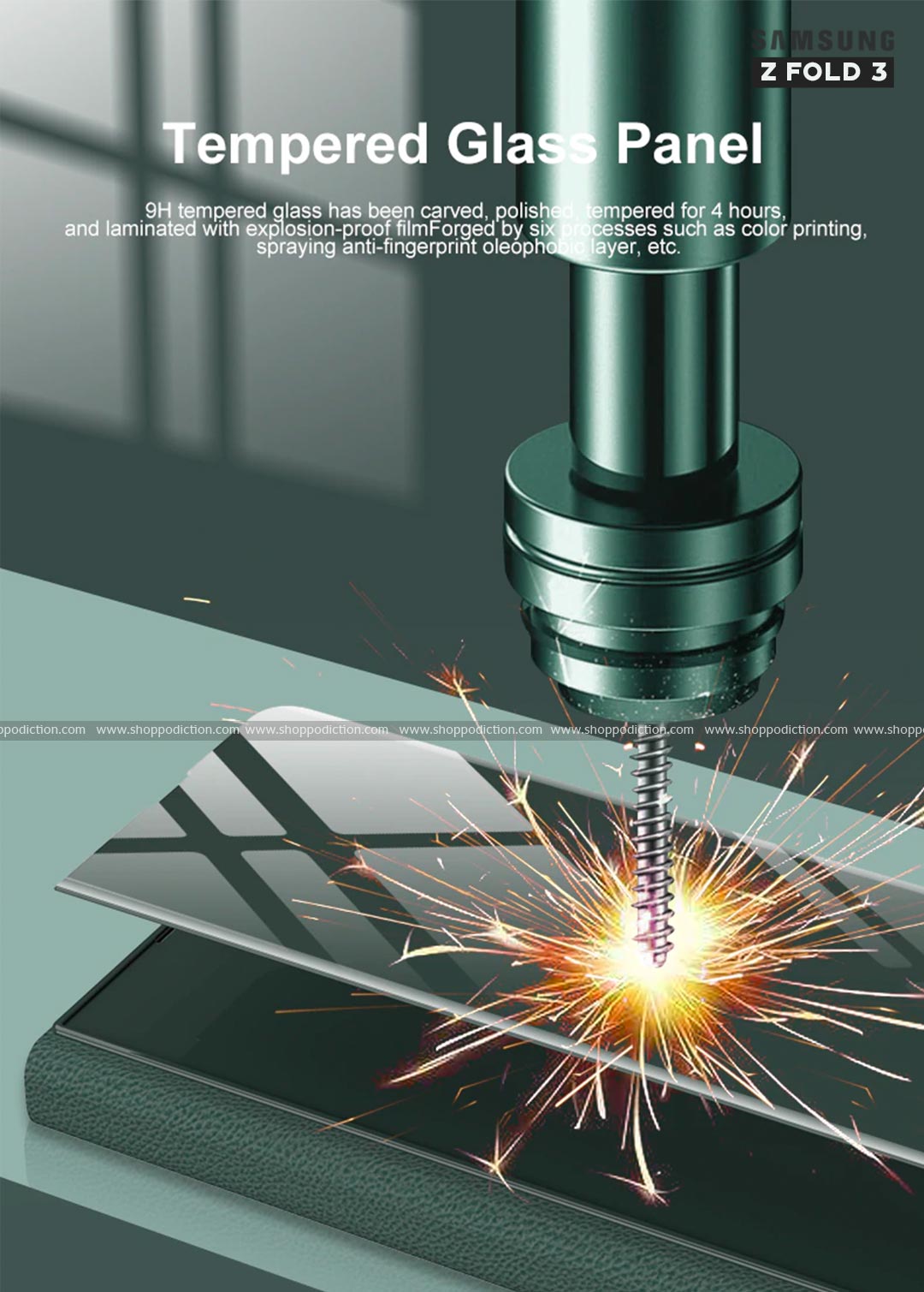 Luxury Tempered Glass Leather Flip Case Samsung Z Fold 3