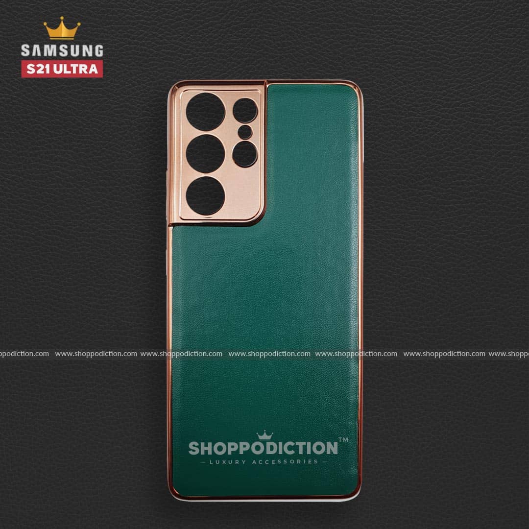 Gold Plated Leather Finish Soft Case for S21 Ultra