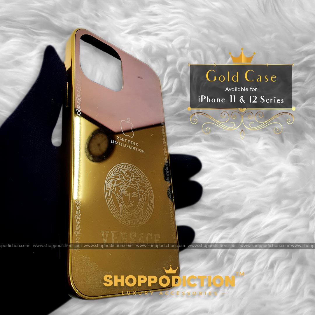 LV Black Gold Glass Case for iPhone 11