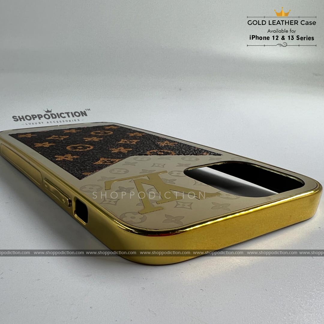 Gold Electroplated Premium Leather Case for iPhone 12 & 13 Series