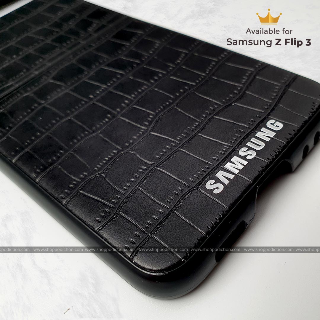 Black Leather Case for Samsung Z Flip 3
