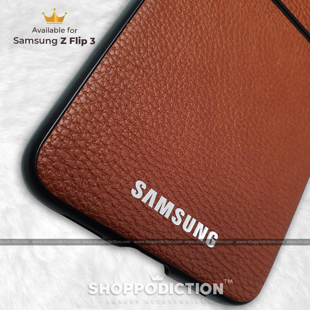 Brown Leather Case for Samsung Z Flip 3
