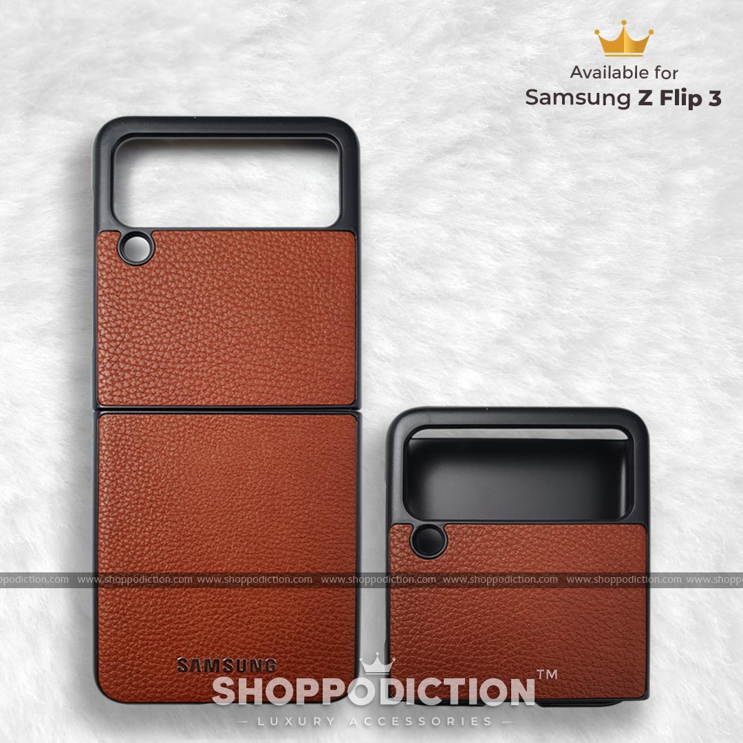 Brown Leather Case for Samsung Z Flip 3