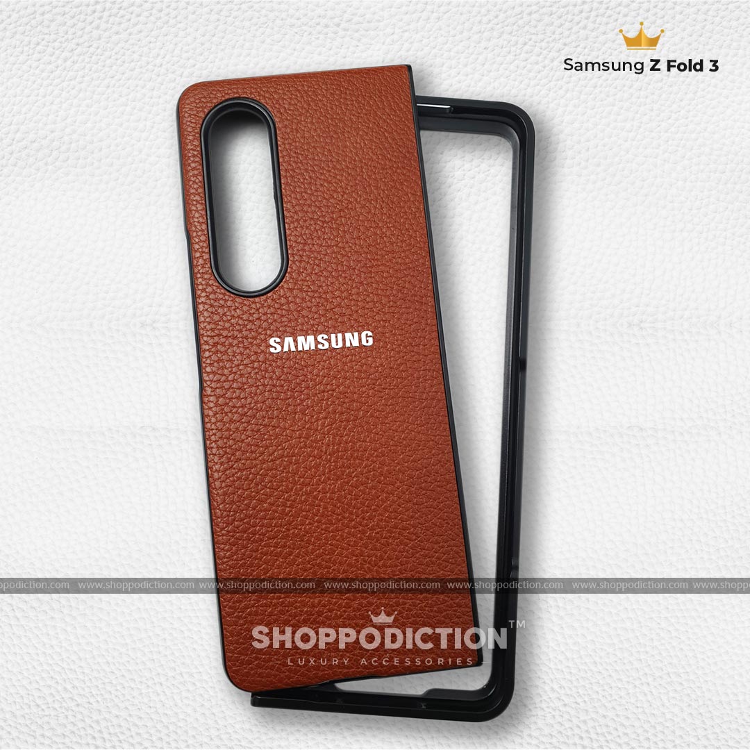 Brown Leather Case for Samsung Z Fold 3