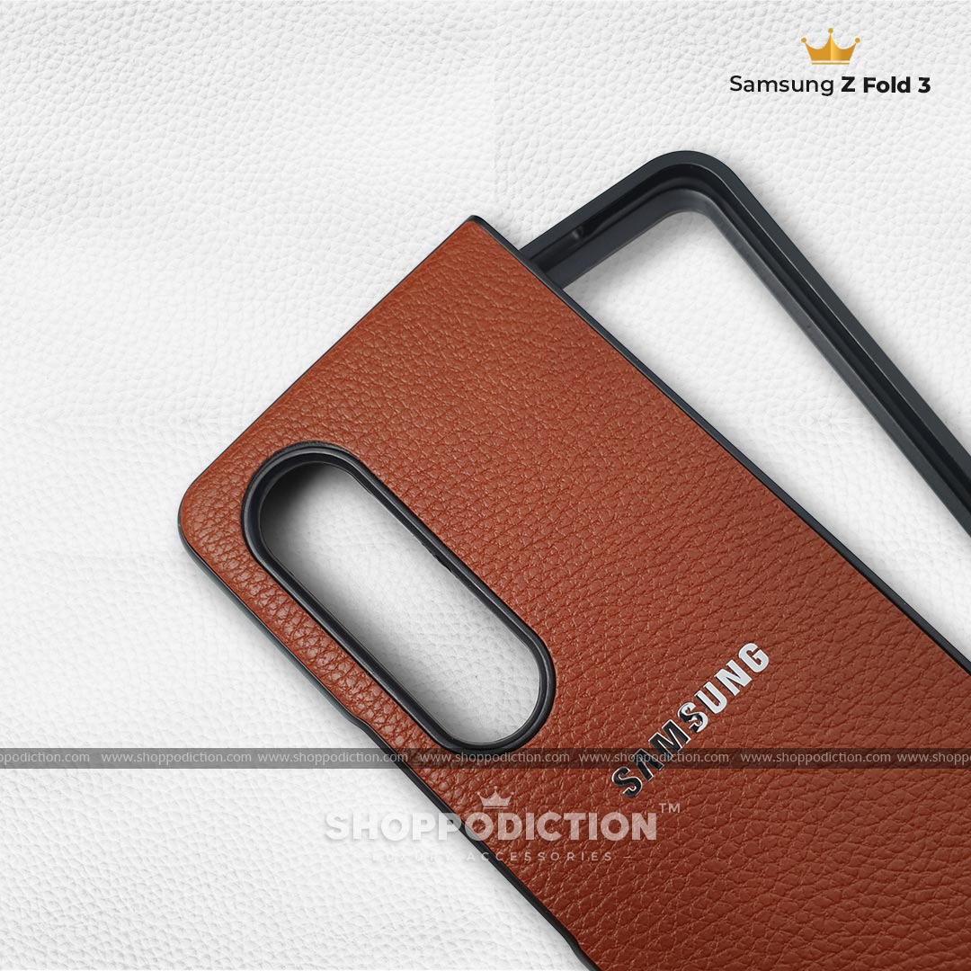 Brown Leather Case for Samsung Z Fold 3